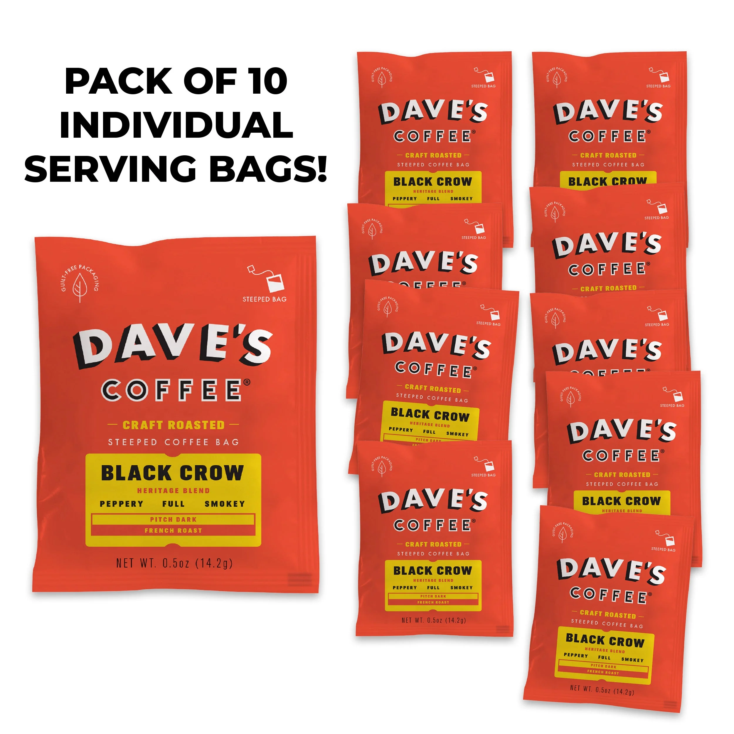 Single Serve Steeped Coffee (10 Pack) - Dark Roast Black Crow - Image 3